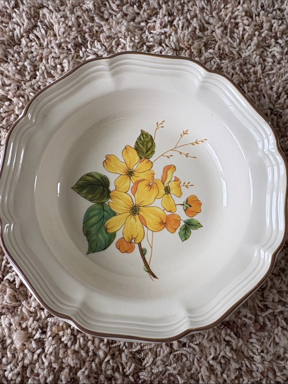 Vintage Mikasa Heritage Goldwood F2001 Rim Soup Bowl - Yellow Floral